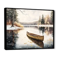 Winter Scene With Canoe Wall Art