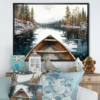 Winter Canoe Scenery I Wall Art