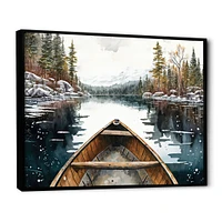 Winter Canoe Scenery I Wall Art