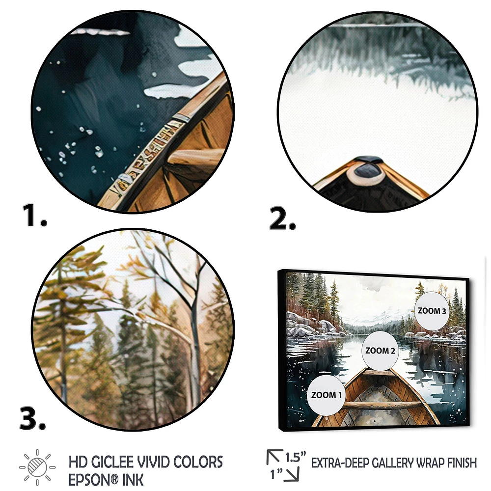 Winter Canoe Scenery I Wall Art