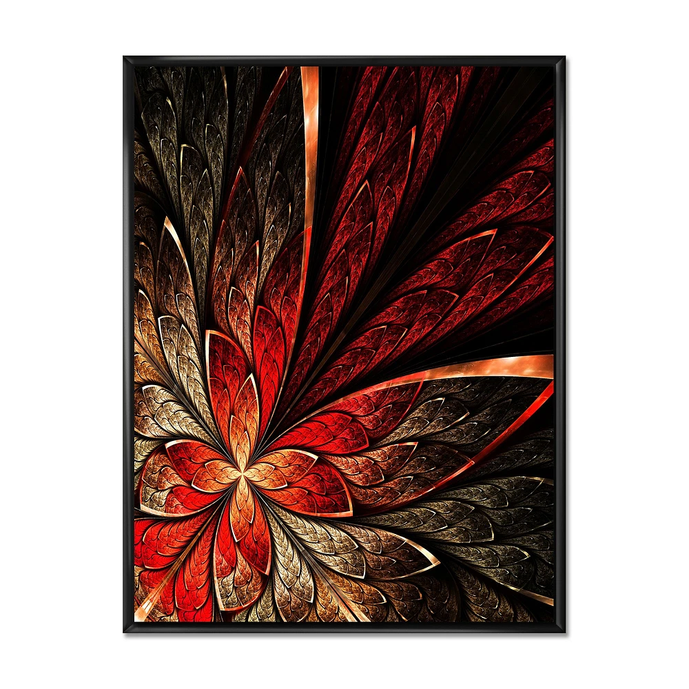 Fractal Flower Yellow and Red  Wall Art