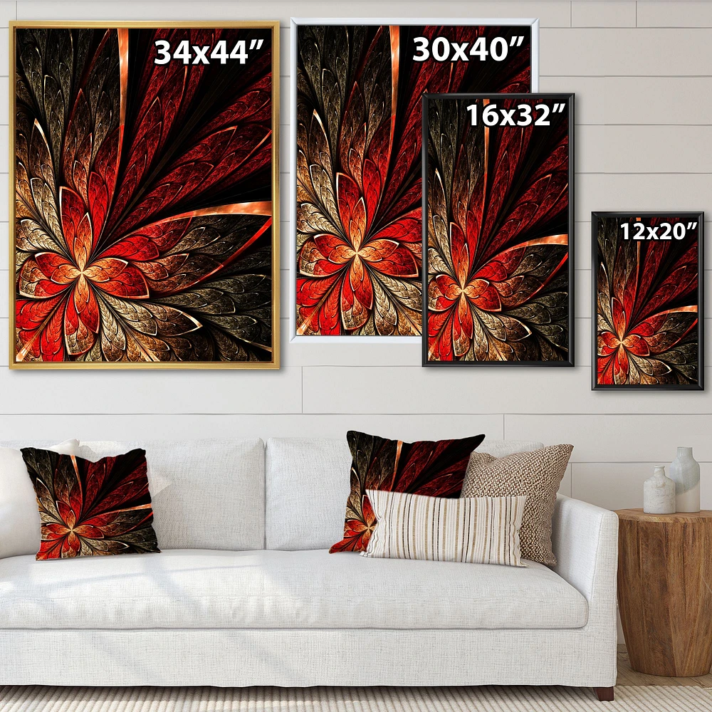 Fractal Flower Yellow and Red  Wall Art