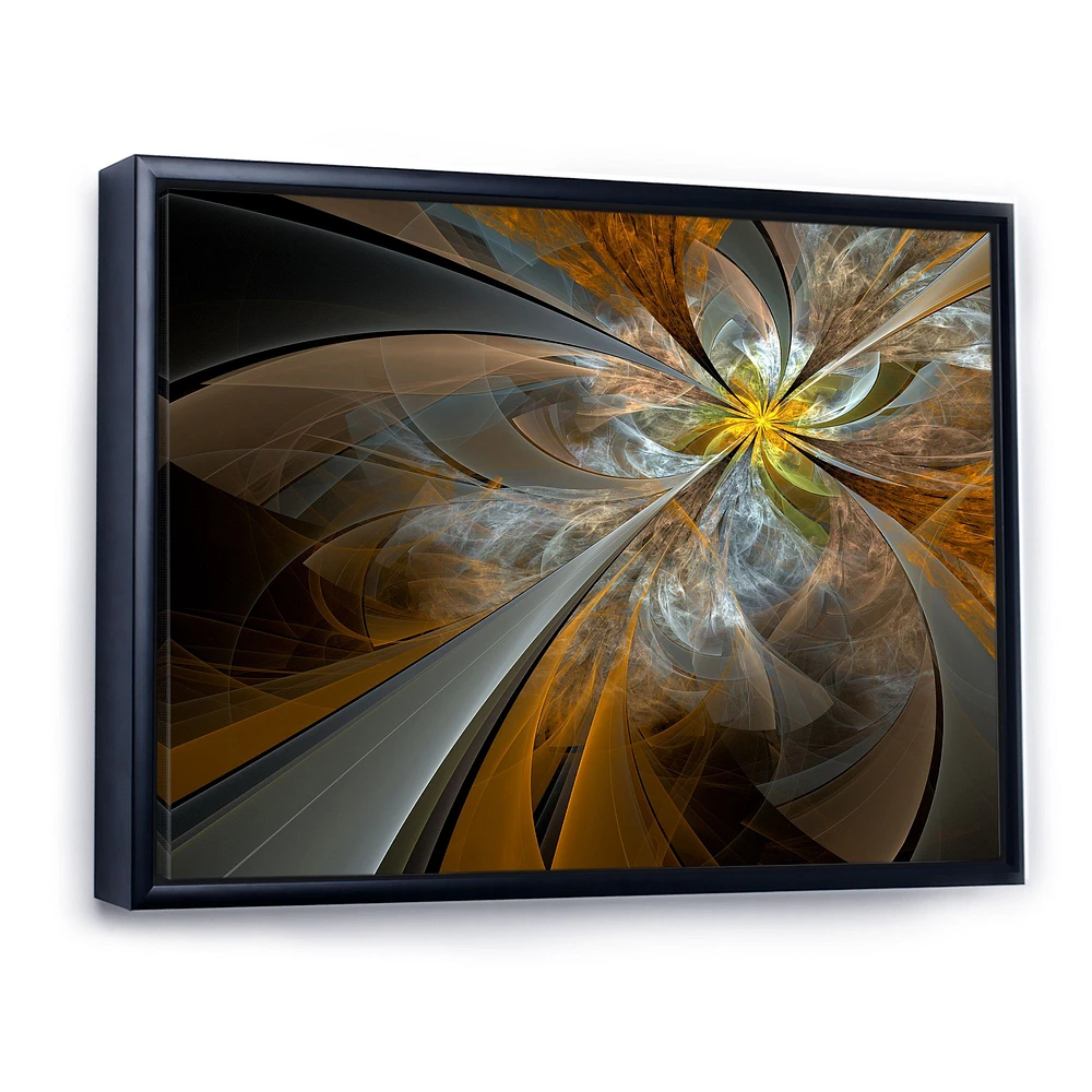 Symmetrical Yellow Fractal Flower Digital Art Canvas Print