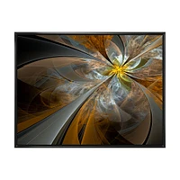 Symmetrical Yellow Fractal Flower Digital Art Canvas Print