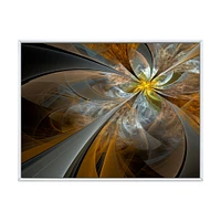 Symmetrical Yellow Fractal Flower Digital Art Canvas Print