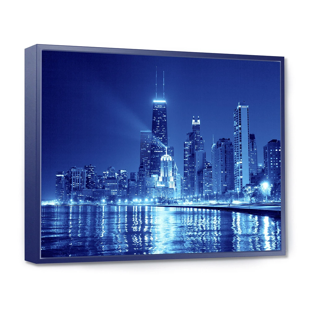 Blue Chicago Skyline Night  Canvas Print