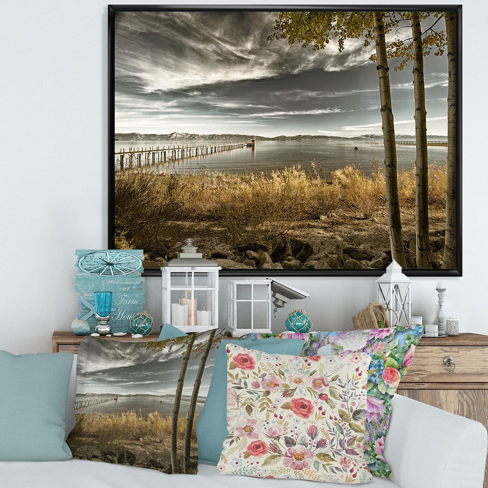 Pier Brown Lake  Canvas Art Print