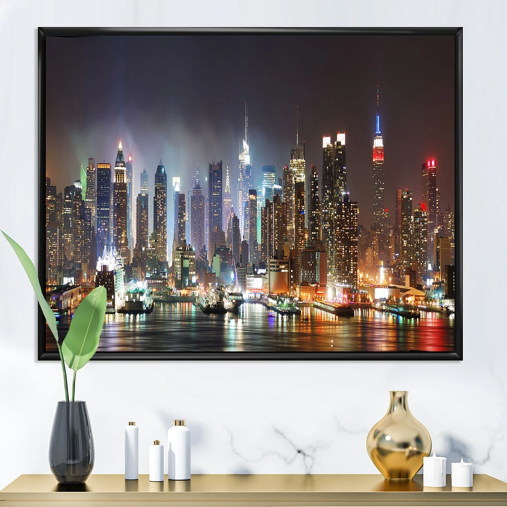 Lit NYC Manhattan Skyline  Canvas Print