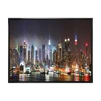 Lit NYC Manhattan Skyline  Canvas Print