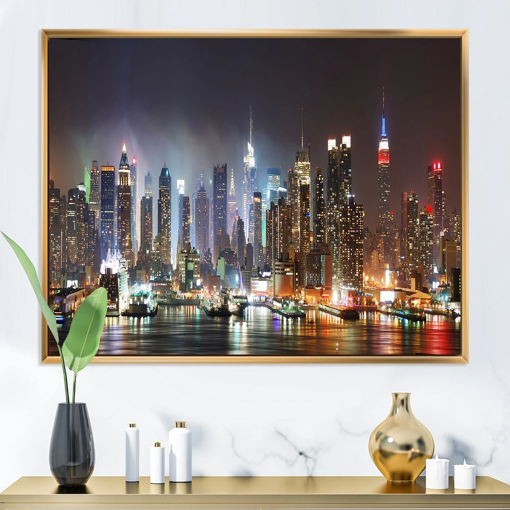 Lit NYC Manhattan Skyline  Canvas Print