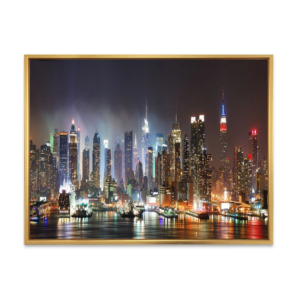 Lit NYC Manhattan Skyline  Canvas Print