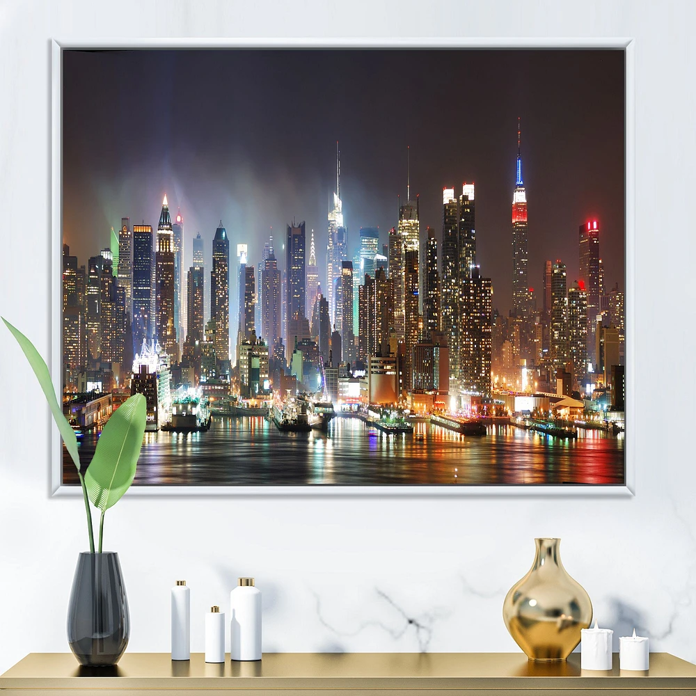 Lit NYC Manhattan Skyline  Canvas Print