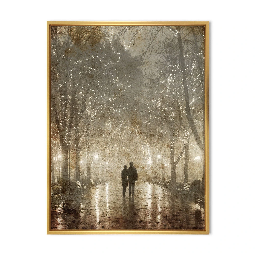 Toile imprimée « Couple Walking Night Lights »