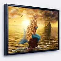 Sea Mermaid with Ghost Ship  Wall Art