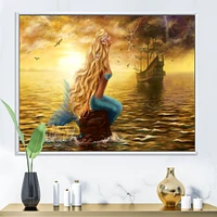 Sea Mermaid with Ghost Ship  Wall Art