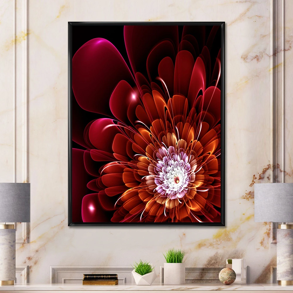 Fractal Red and Yellow Flower  Wall Art