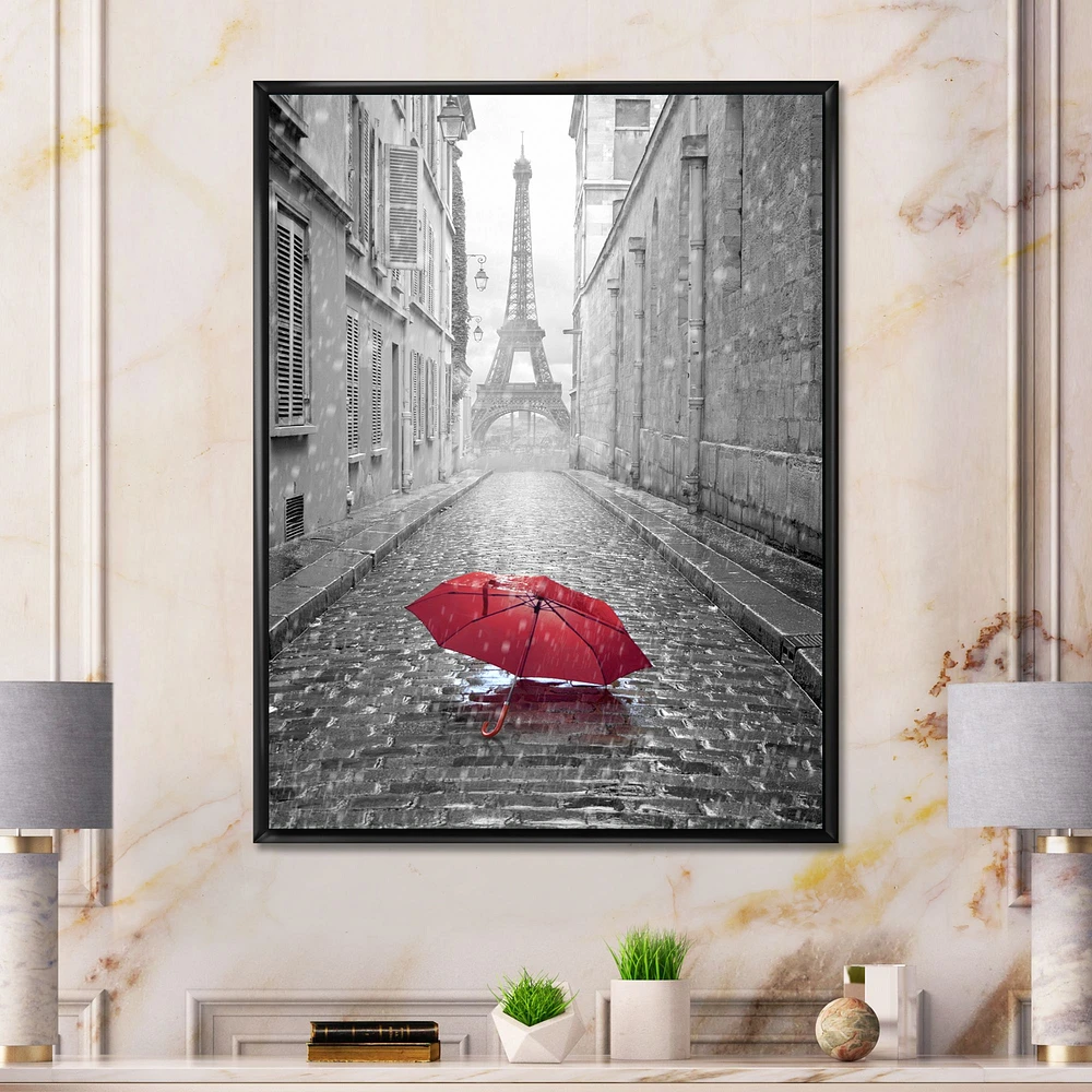 Eiffel View from Paris Street Canvas Rectangular Art Print