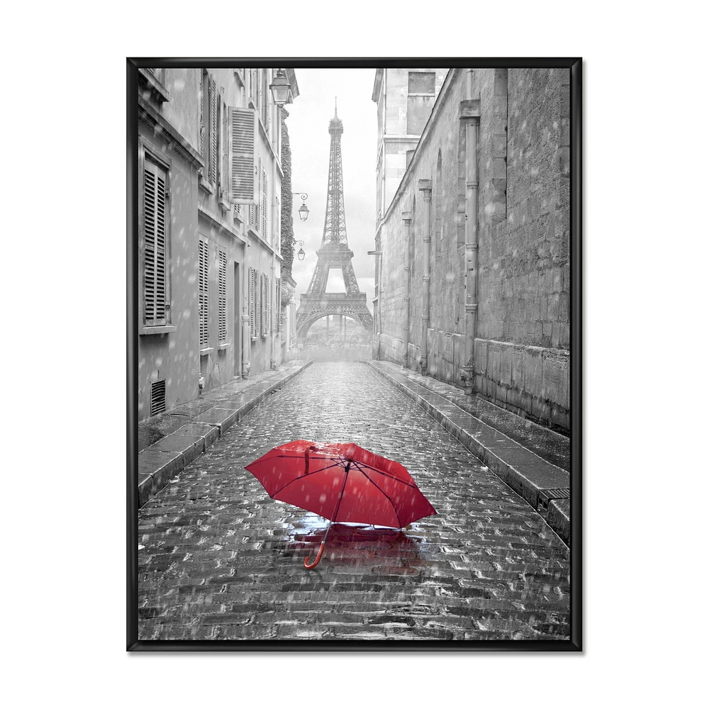 Toile  imprimée « Eiffel View from Paris Street » rectangulaire