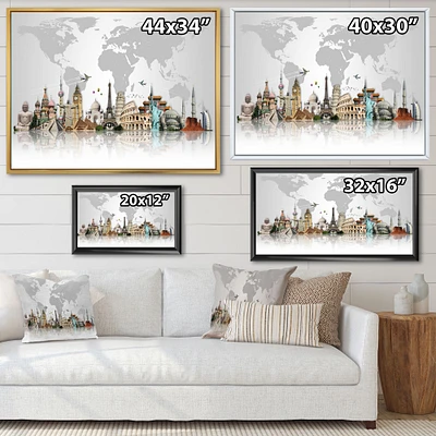 Toile  imprimée « Famous Monuments Across World »