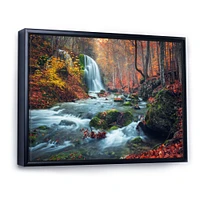 Autumn Mountain Waterfall Long View Canvas Print