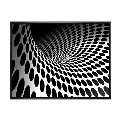 Waves and Circles Black White  Art Canvas Print