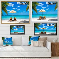 Turquoise Beach with Chairs  Canvas Print