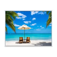 Turquoise Beach with Chairs  Canvas Print