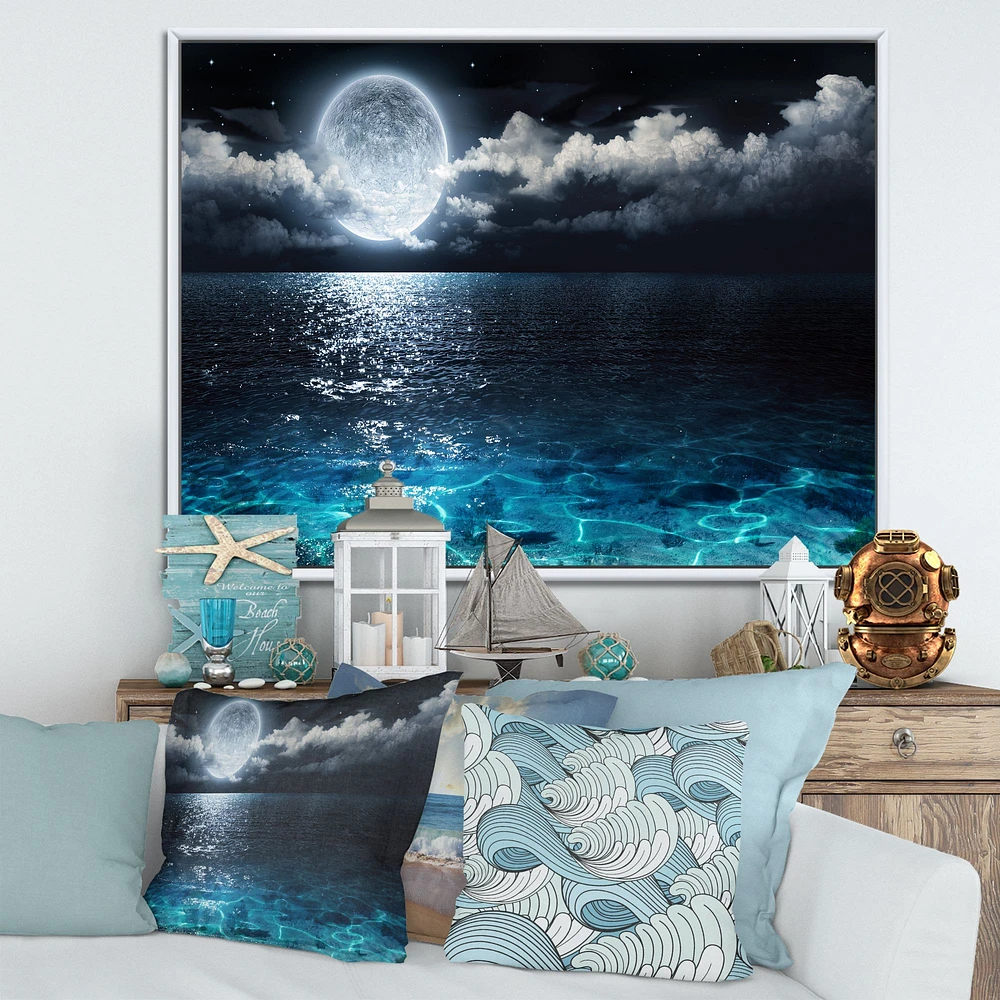 Toile imprimée « Romantic Full Moon Over Sea