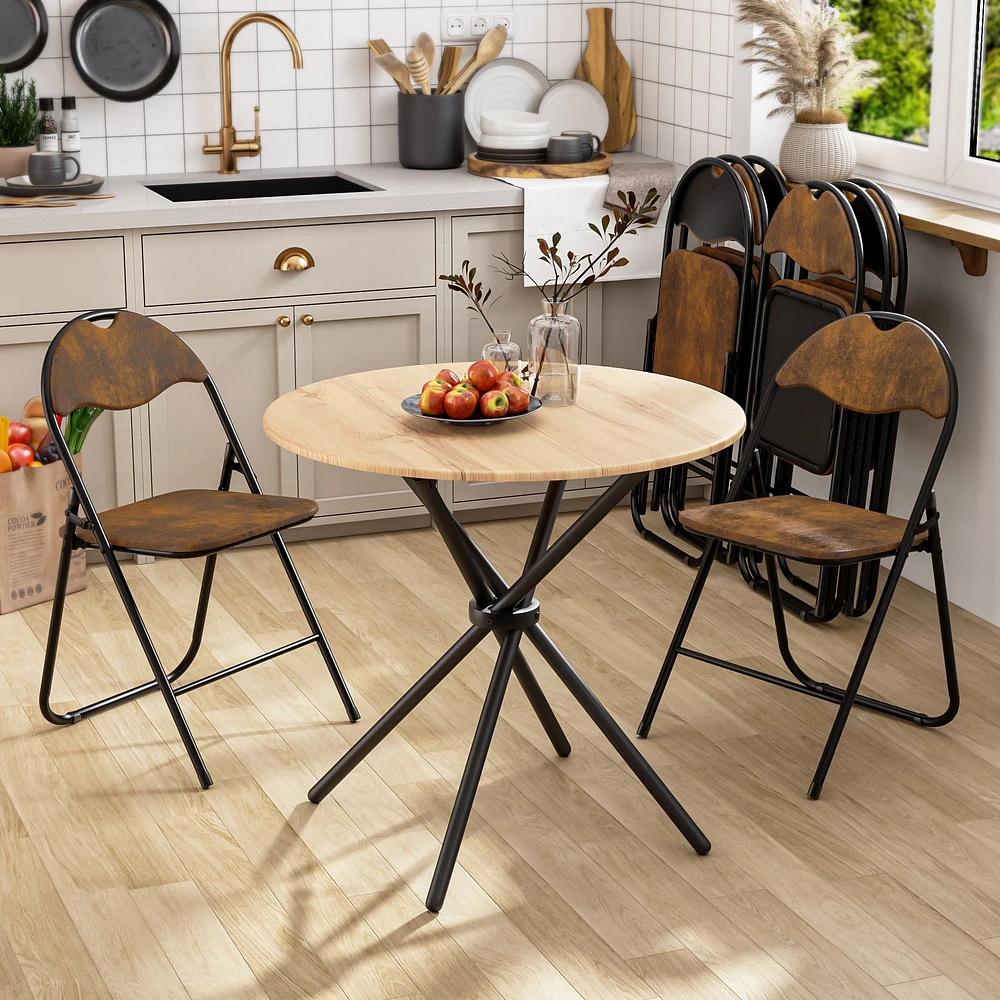 Modern Round Dining Table with Natural Wood Finish - Oak