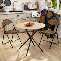Modern Round Dining Table with Natural Wood Finish - Oak