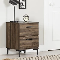 South Shore Furniture Musano 2-Drawer Nightstand with Metal Legs - Natural Walnut