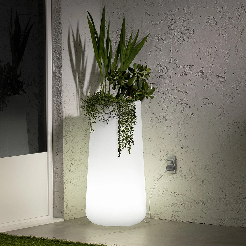 Dalya Tall Lighted Planter Pot White by South Shore Furniture