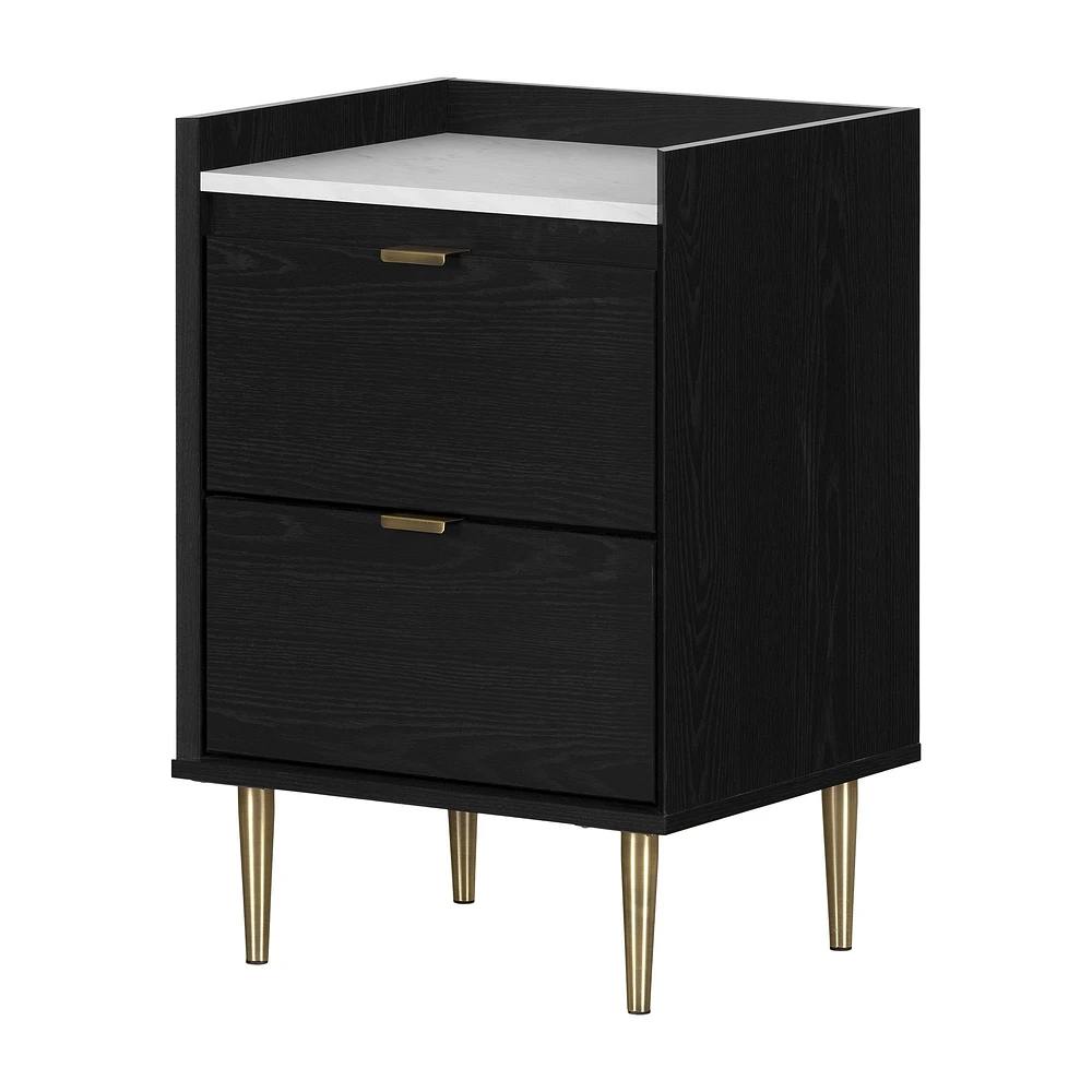 Hype Black Oak and Faux Marble Nightstand by South Shore Furniture