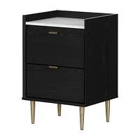 Hype Black Oak and Faux Marble Nightstand by South Shore Furniture