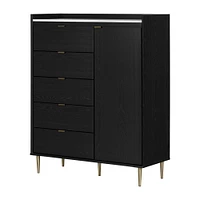 Hype 5-Drawers Door Chest in Black Oak and Faux Marble by South Shore Furniture