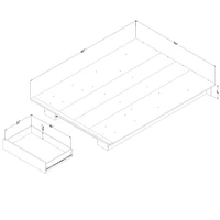 Lit à plateforme double/grand Tao avec tiroir de rangement noyer par South Shore Furniture