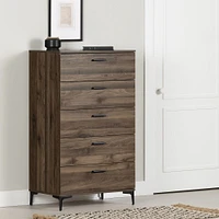 South Shore Furniture Musano 5-Drawer Chest with Metal Legs - Natural Walnut