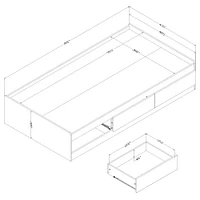 South Shore Furniture Cavalleri Lit simple avec 3 tiroirs - Chêne Nordik