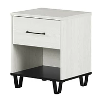 South Shore Furniture Arlen Nightstand - White Pine and Black Matte