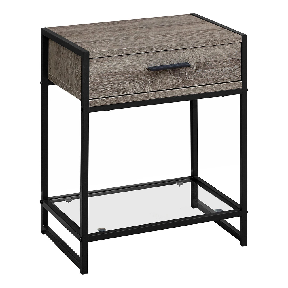 Compact Accent Table with Tempered Glass Shelf