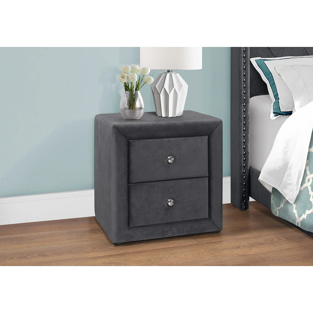 Upholstered Nightstand - Dark grey