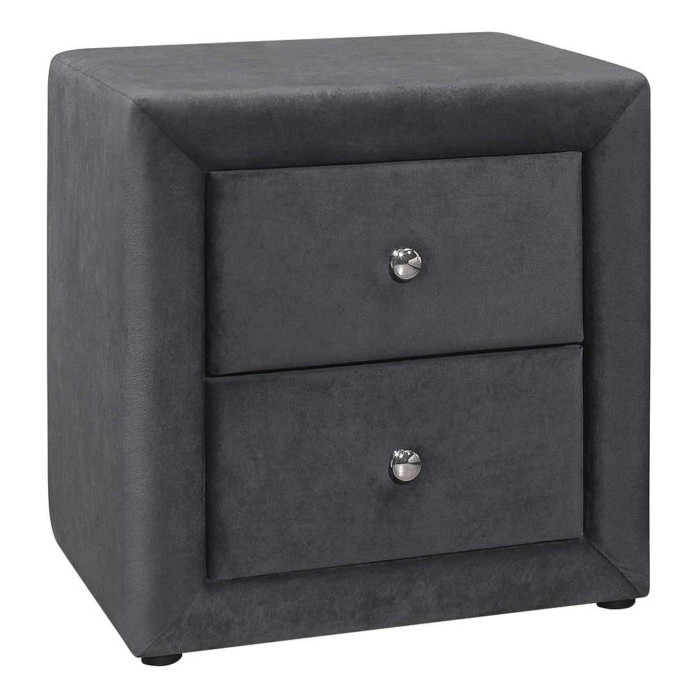 Upholstered Nightstand - Dark grey