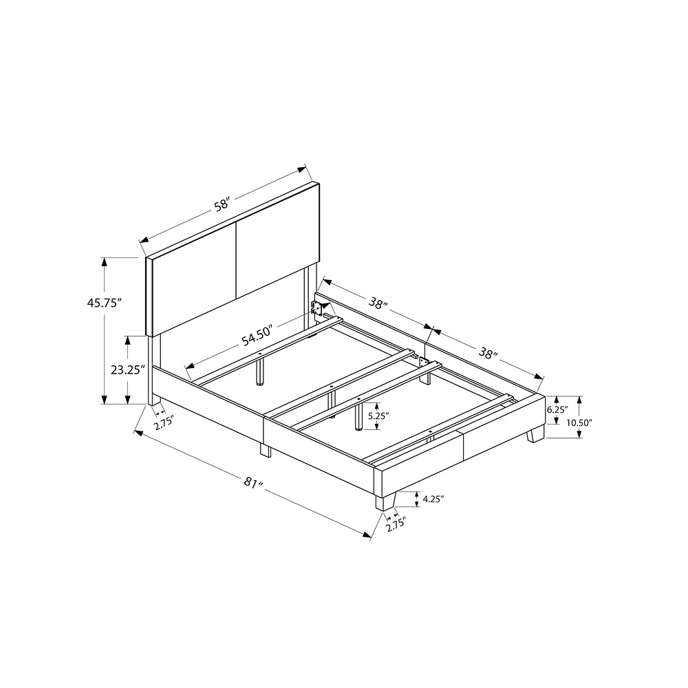 Leather Upholtered Bed Frame - Double