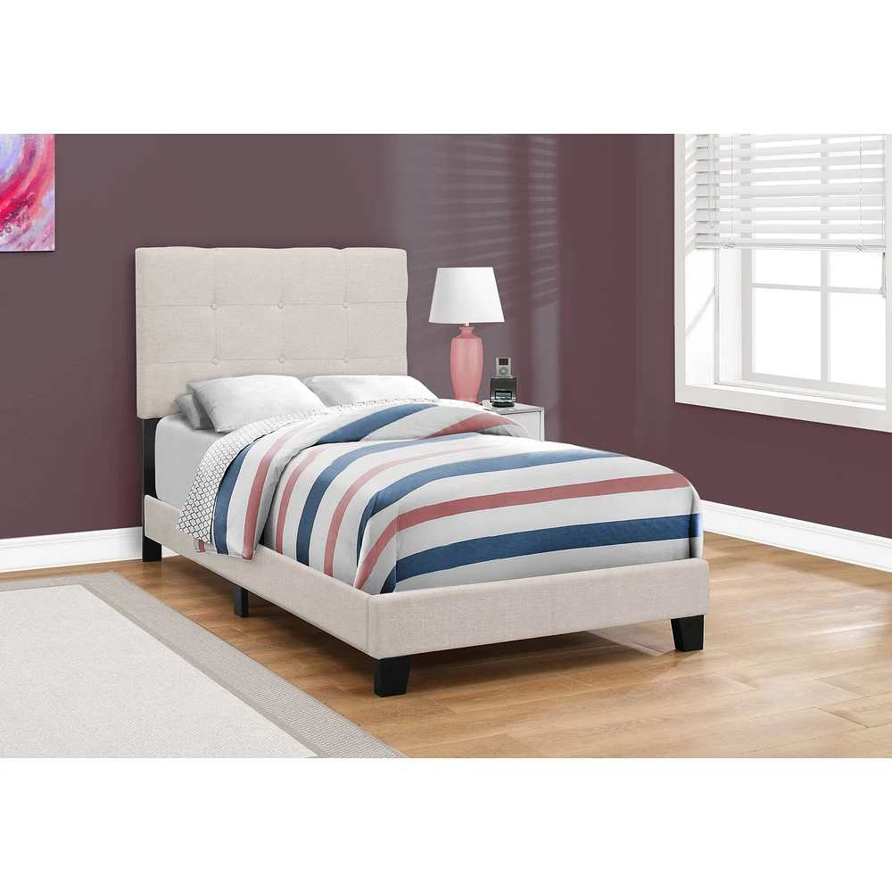 Low Platform Linen Bed Frame - Twin