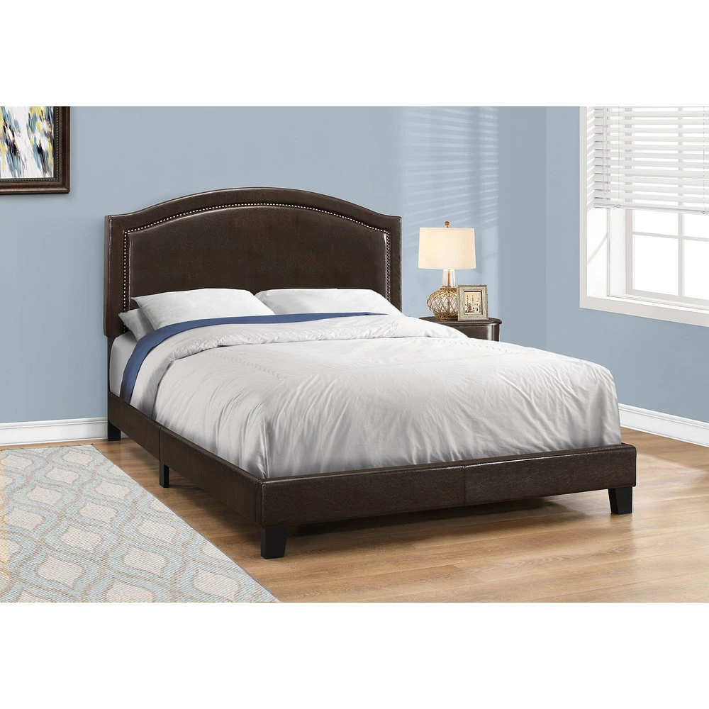 Arched Elegant Nailhead Trim Bed Frame - Queen