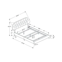 Tête de lit à capitonnage diamant - Cuir marron synthétique et pattes en bois - Grand