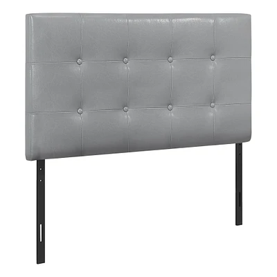 Upholstered Headboard Panel with Grey Leather-look Fabric - Twin