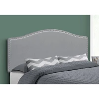 Upholstered Headboard with Antique Brass-Finish Nailheads