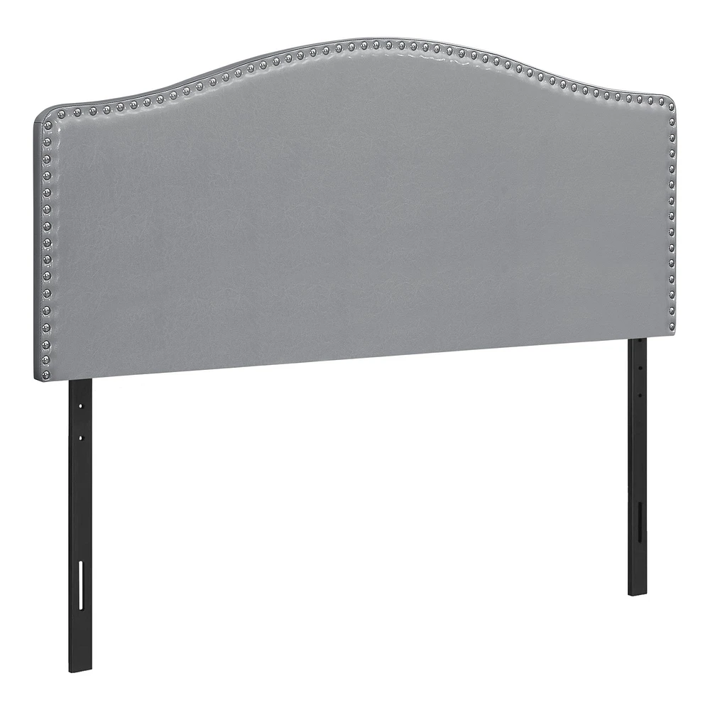 Upholstered Headboard with Antique Brass-Finish Nailheads