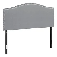 Upholstered Headboard with Antique Brass-Finish Nailheads